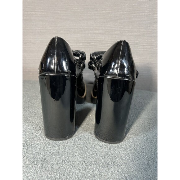 Steve Madden Twice Size 7 Mary Janes Pumps Black Patent Block Heels Platforms - Picture 6 of 12